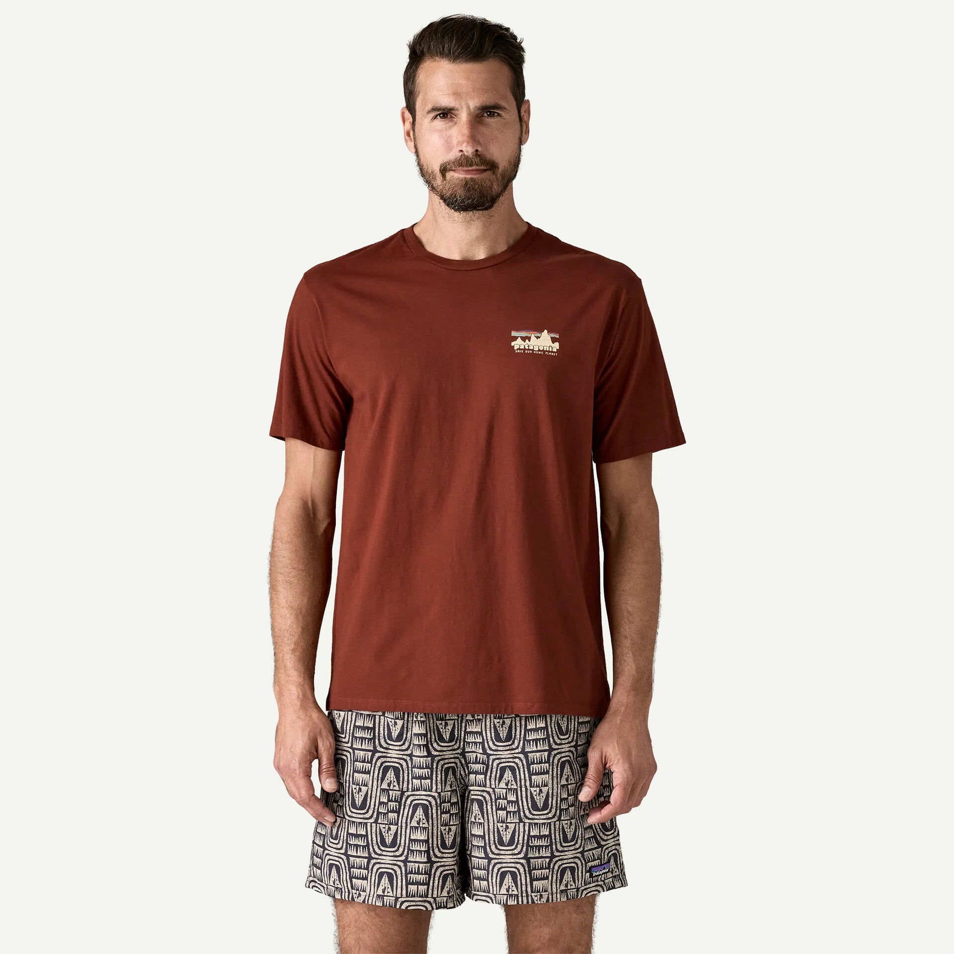 Patagonia M SS Skyline Stencil Organic Tee DRIED VANILLA