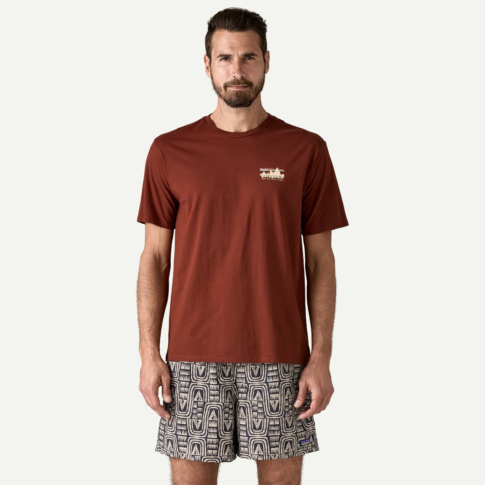 Patagonia M SS Skyline Stencil Organic Tee DRIED VANILLA