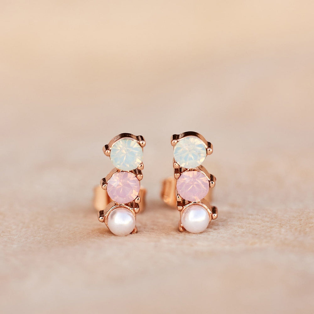 Pura Vida 3 Stone Drop Stud Earrings ROSE GOLD