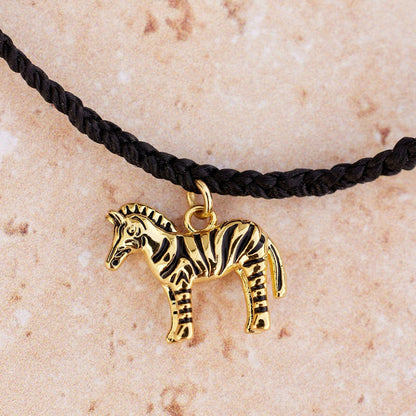 Pura Vida Zebra Gold Charm Bracelet BLACK
