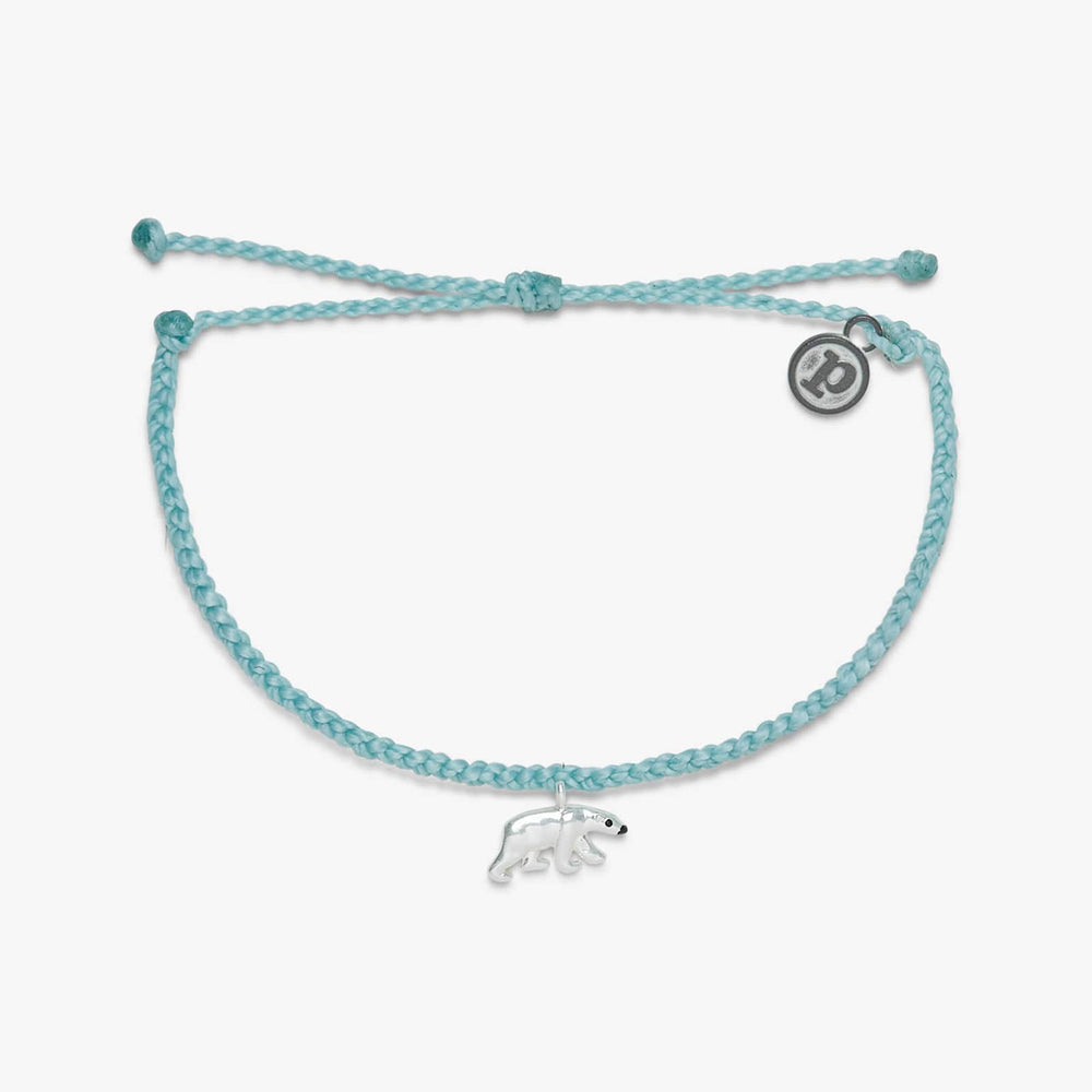 Pura Vida Silver Polar Bear Bracelet ICE BLUE