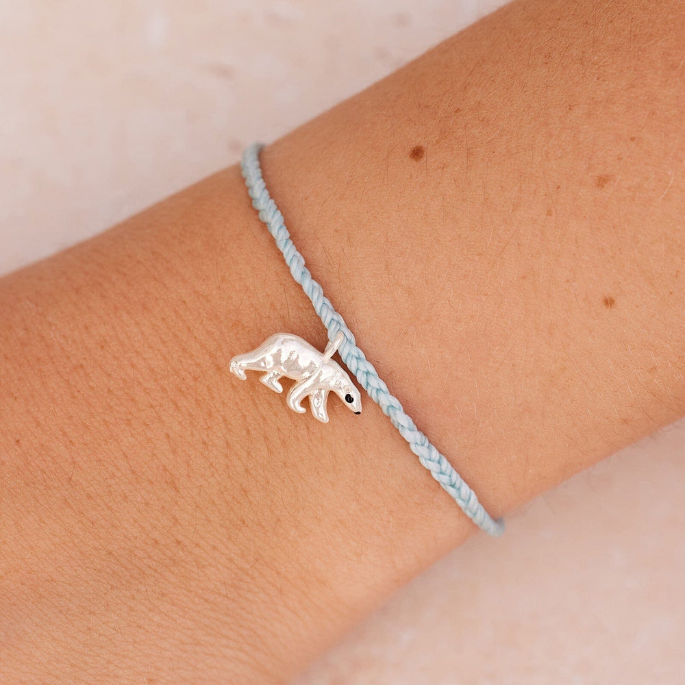 Pura Vida Silver Polar Bear Bracelet ICE BLUE