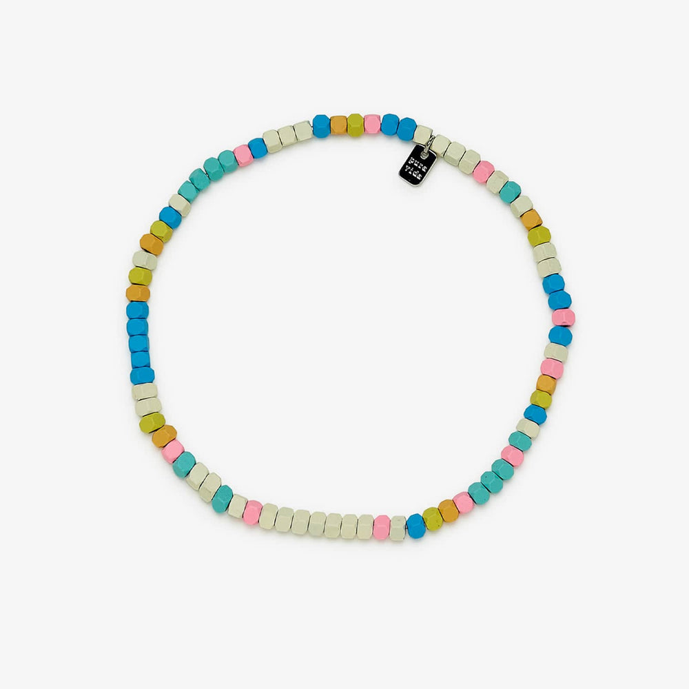 Pura Vida Bahama Bead Stretch Anklet SILVER