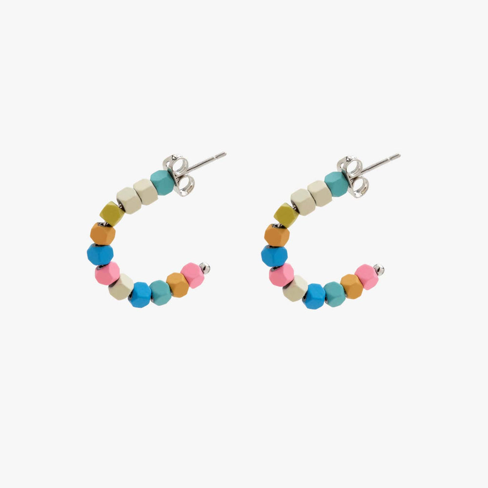 Pura Vida Bahama Bead Hoop Earrings SILVER