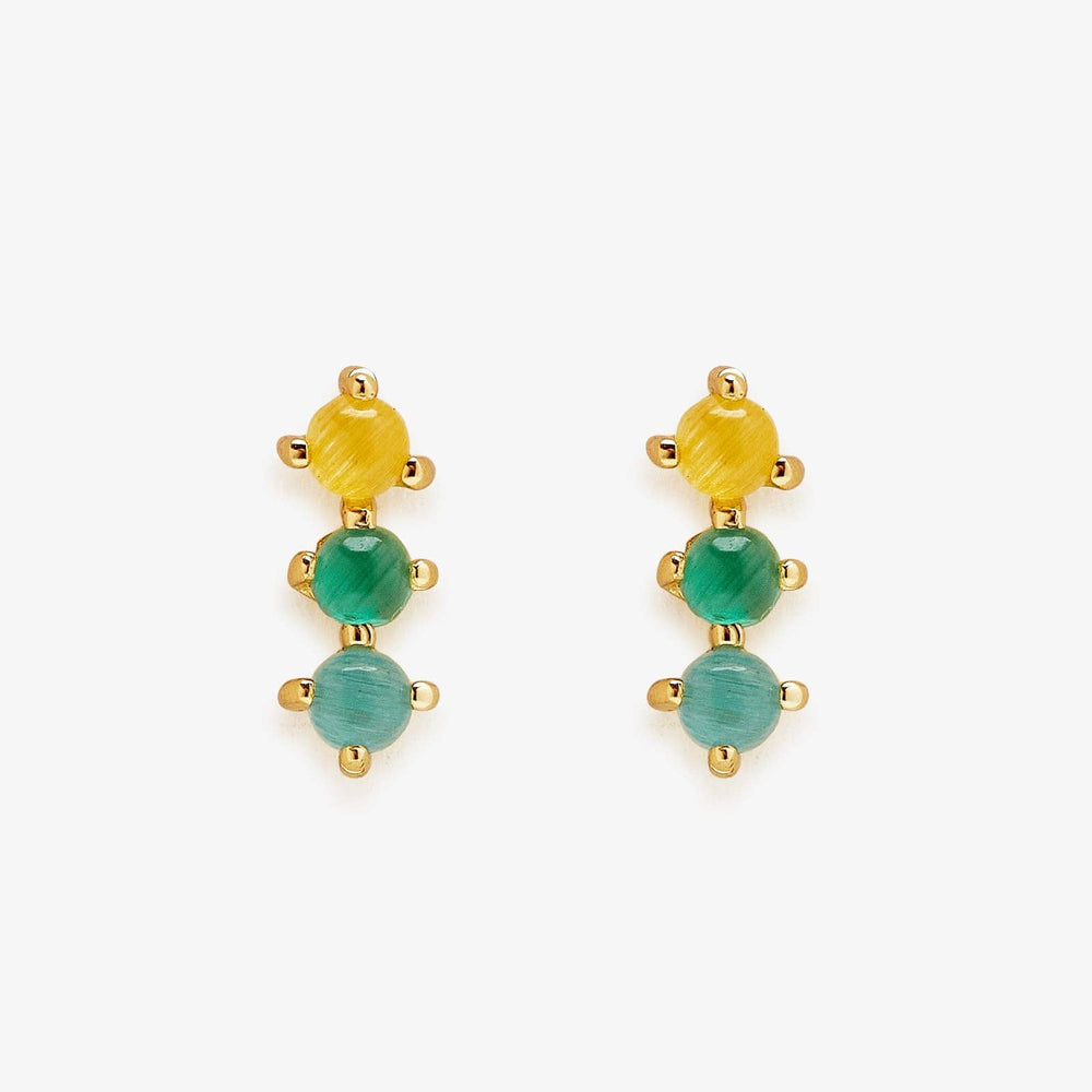 Pura Vida 3 Stone Stud Earrings GOLD