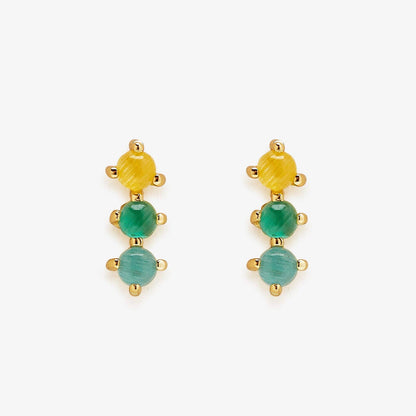 Pura Vida 3 Stone Stud Earrings GOLD