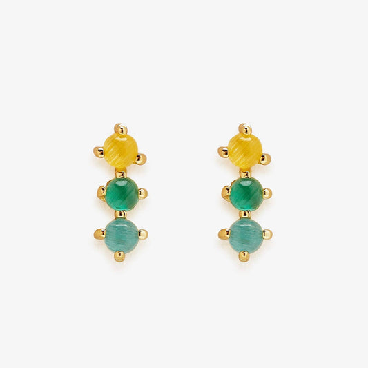 Pura Vida 3 Stone Stud Earrings GOLD