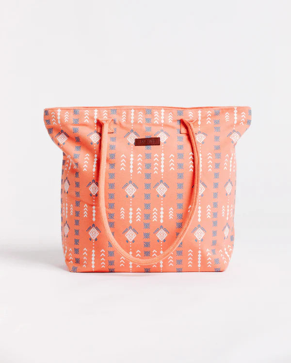 Sand Cloud Diamond Mudcloth Beach Tote BURNT CORAL