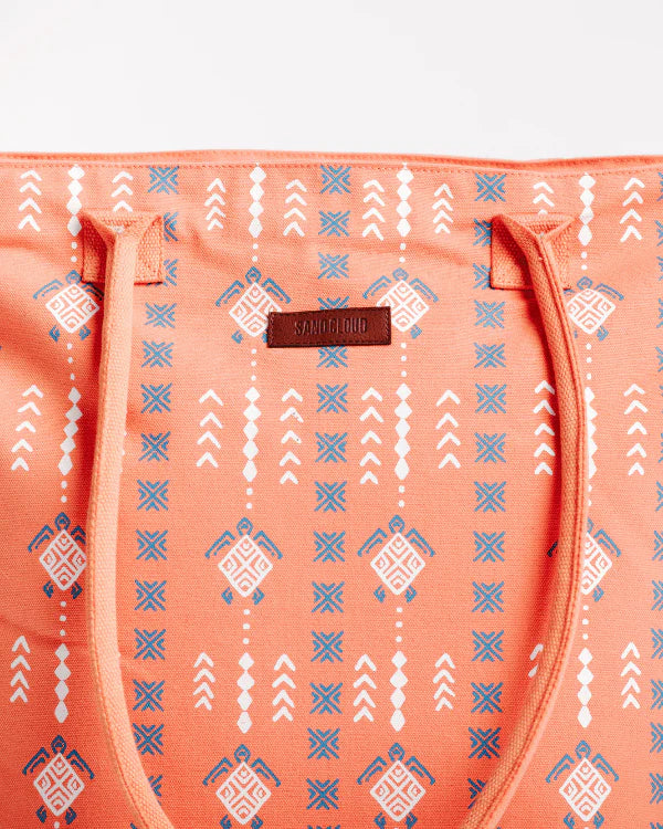 Sand Cloud Diamond Mudcloth Beach Tote BURNT CORAL