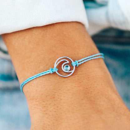 Pura Vida Silver Shimmering Wave Bracelet CRYSTAL BLUE