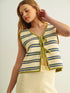 Miou Muse W Striped Knit Vest GREEN / NAVY
