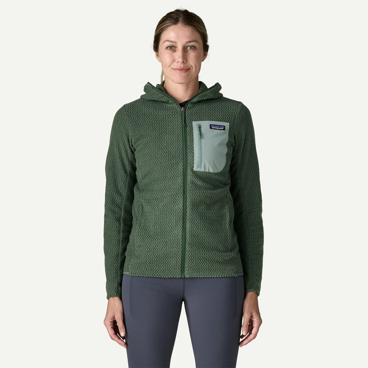 Patagonia W R1 Air Fleece Full Zip Hoody CANOPY GREEN