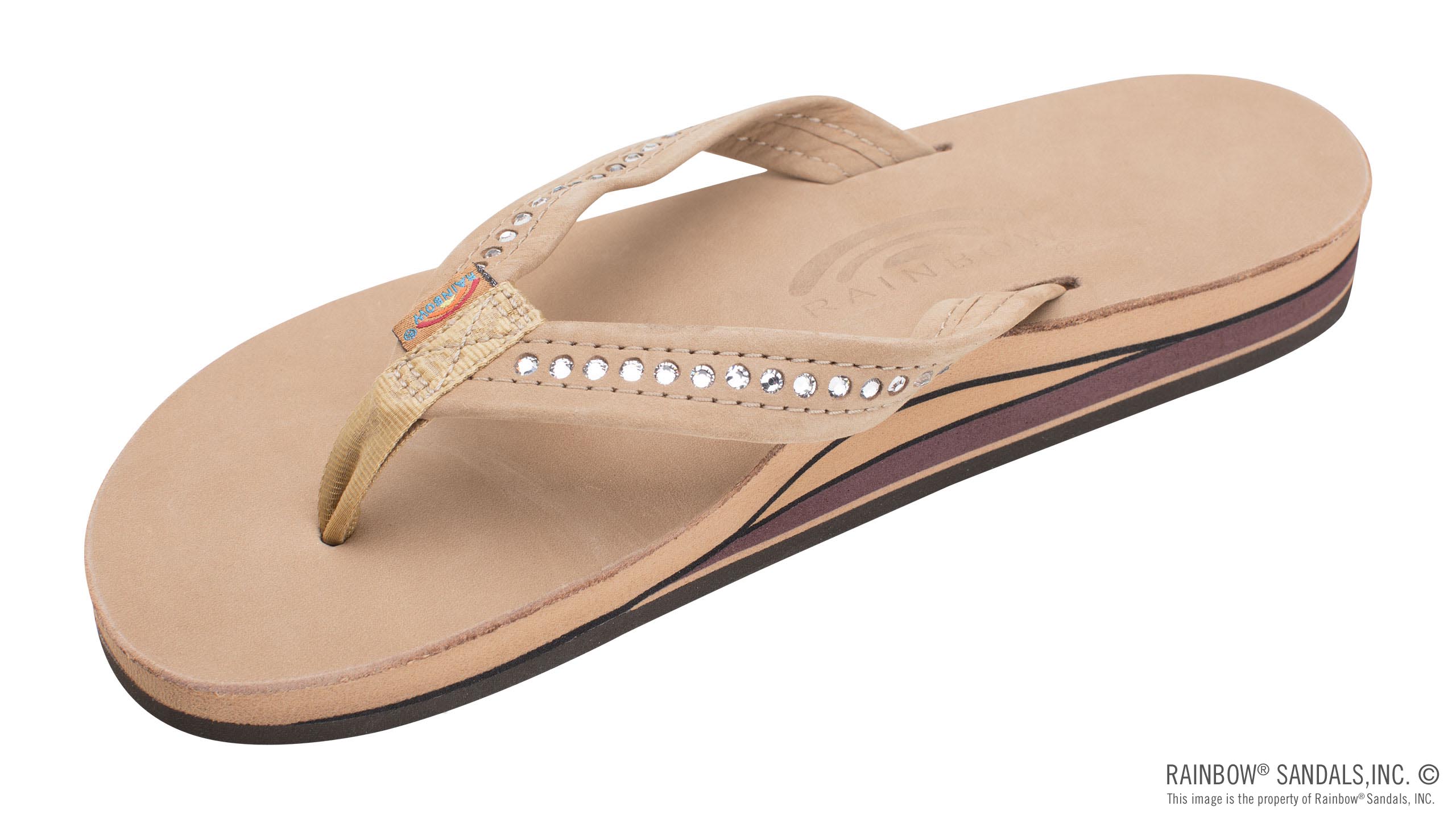 Rainbow W Double Layer 3/4" Leather Crystal SIERRA BROWN