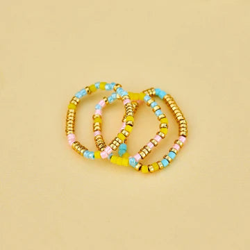 Pura Vida Neon Seed Bead Stretch Ring MULTI