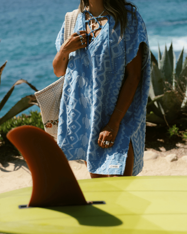 Sand Cloud Swimming Turtle Cover Up BLUE