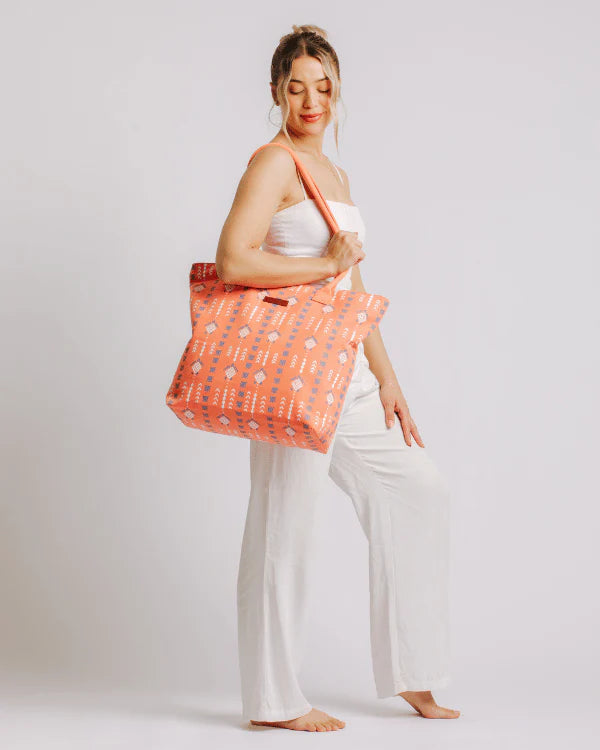 Sand Cloud Diamond Mudcloth Beach Tote BURNT CORAL