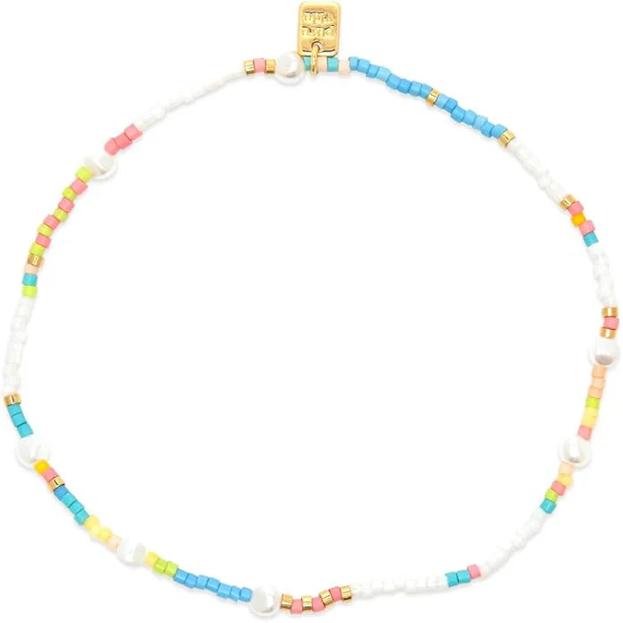 Pura Vida Mixed Seed Bead Stretch Anklet BLOOM
