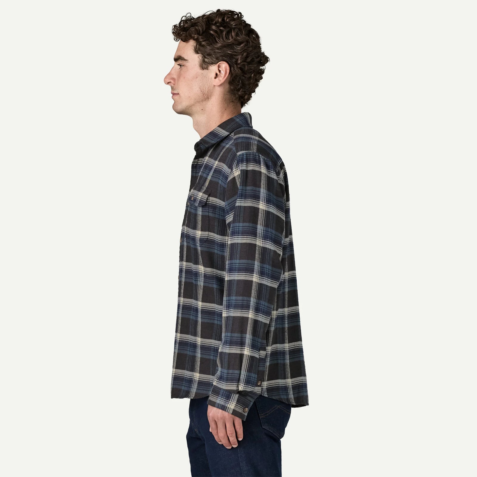 Patagonia M LS LW Fjord Flannel COZY CABIN INK BLACK