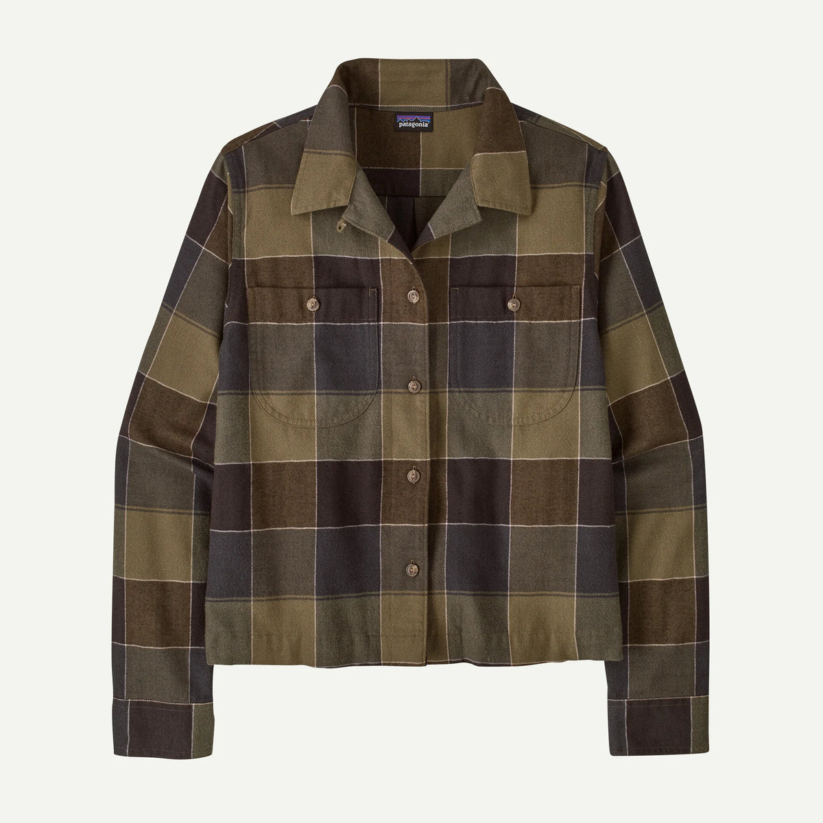 Patagonia W LW Fjord Flannel Camp Shirt SNOW OWL BASIN GREEN