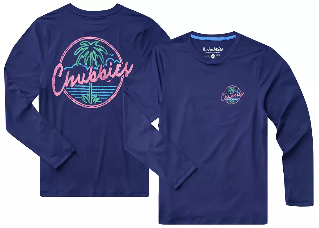 Chubbies Youth LS Sun Crew NIGHT NEVER SLEEPS NAVY