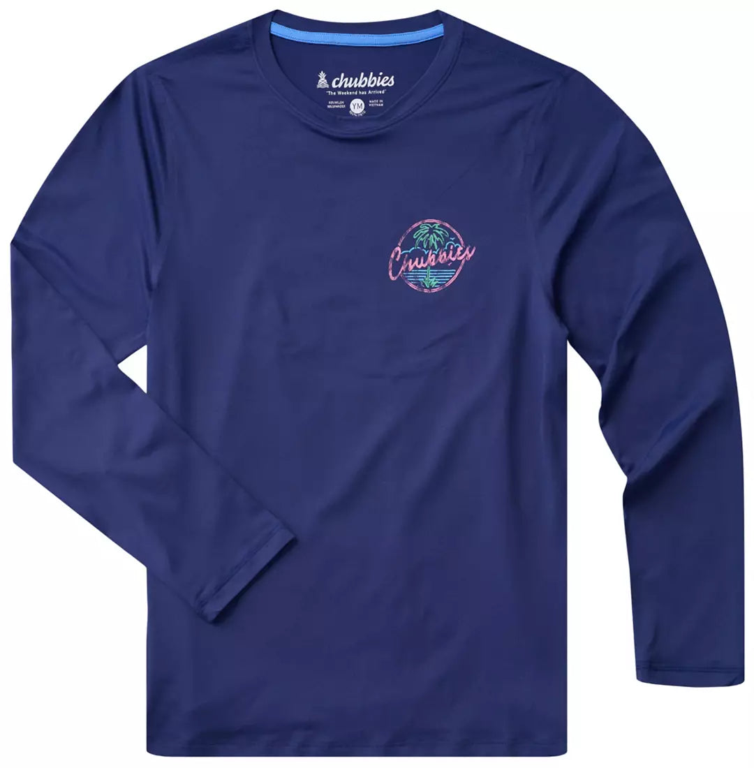 Chubbies Youth LS Sun Crew NIGHT NEVER SLEEPS NAVY