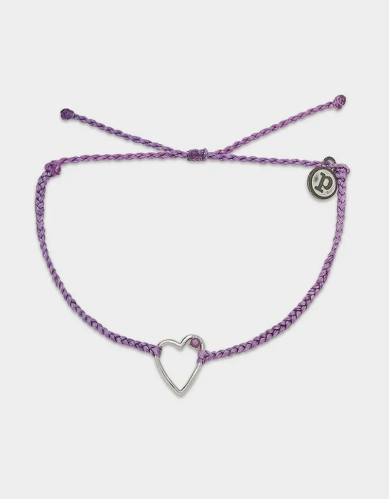Pura Vida Sweetheart Stone Silver Bracelet LT PURPLE