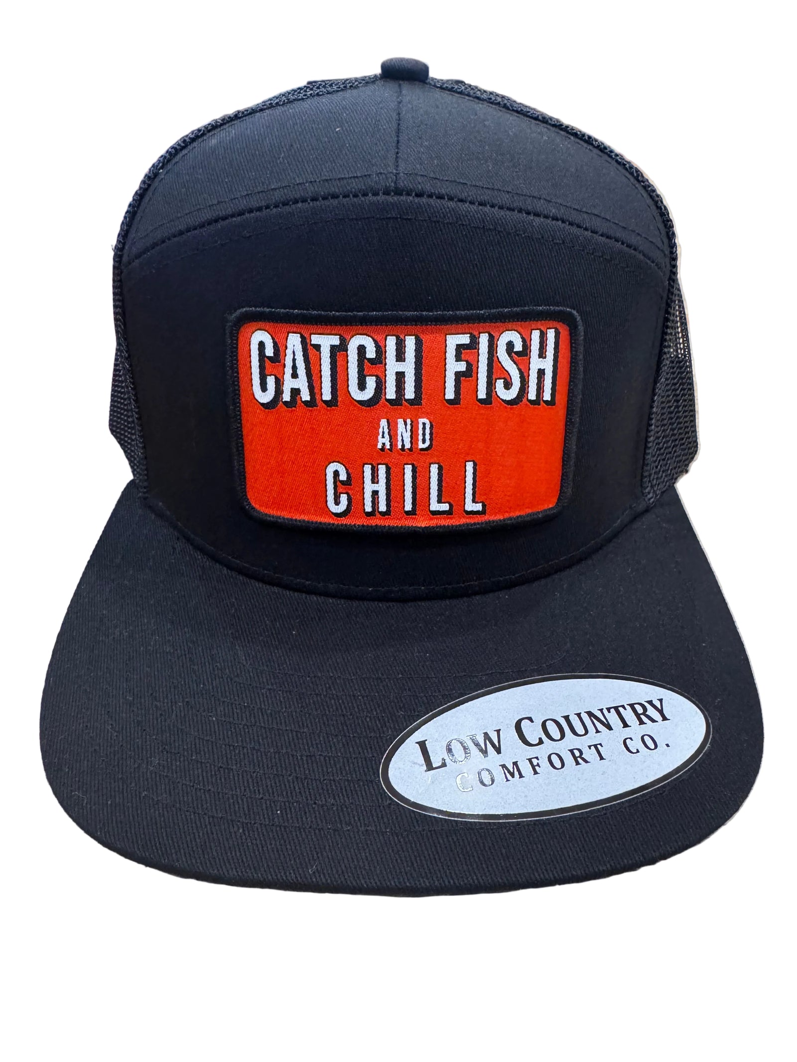Riverbed Threads Catch Fish & Chill Trucker BLACK