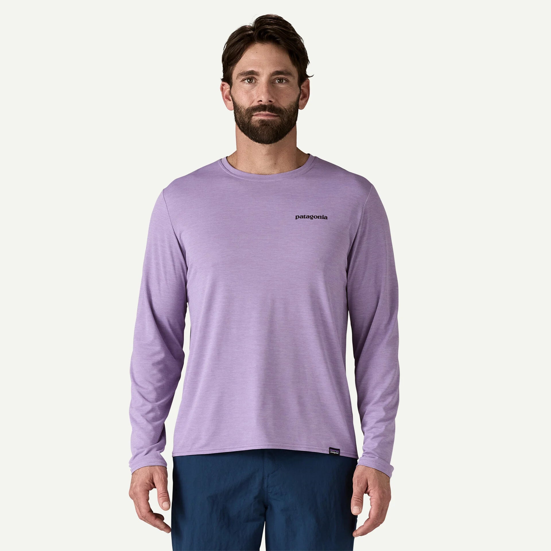Patagonia M LS Cap Cool Daily Boardshort Logo CONCRETE PURPLE