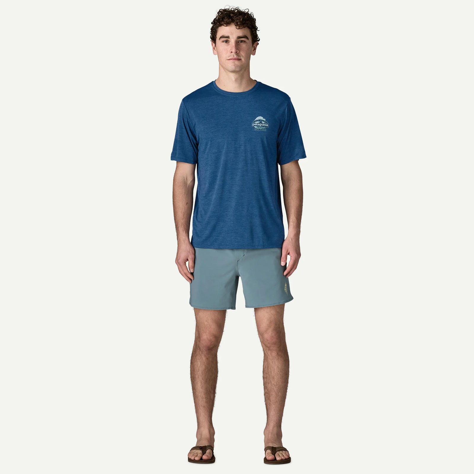 Patagonia M SS Cap Cool Daily Shirt GREAT WAVES CLEMENT BLUE