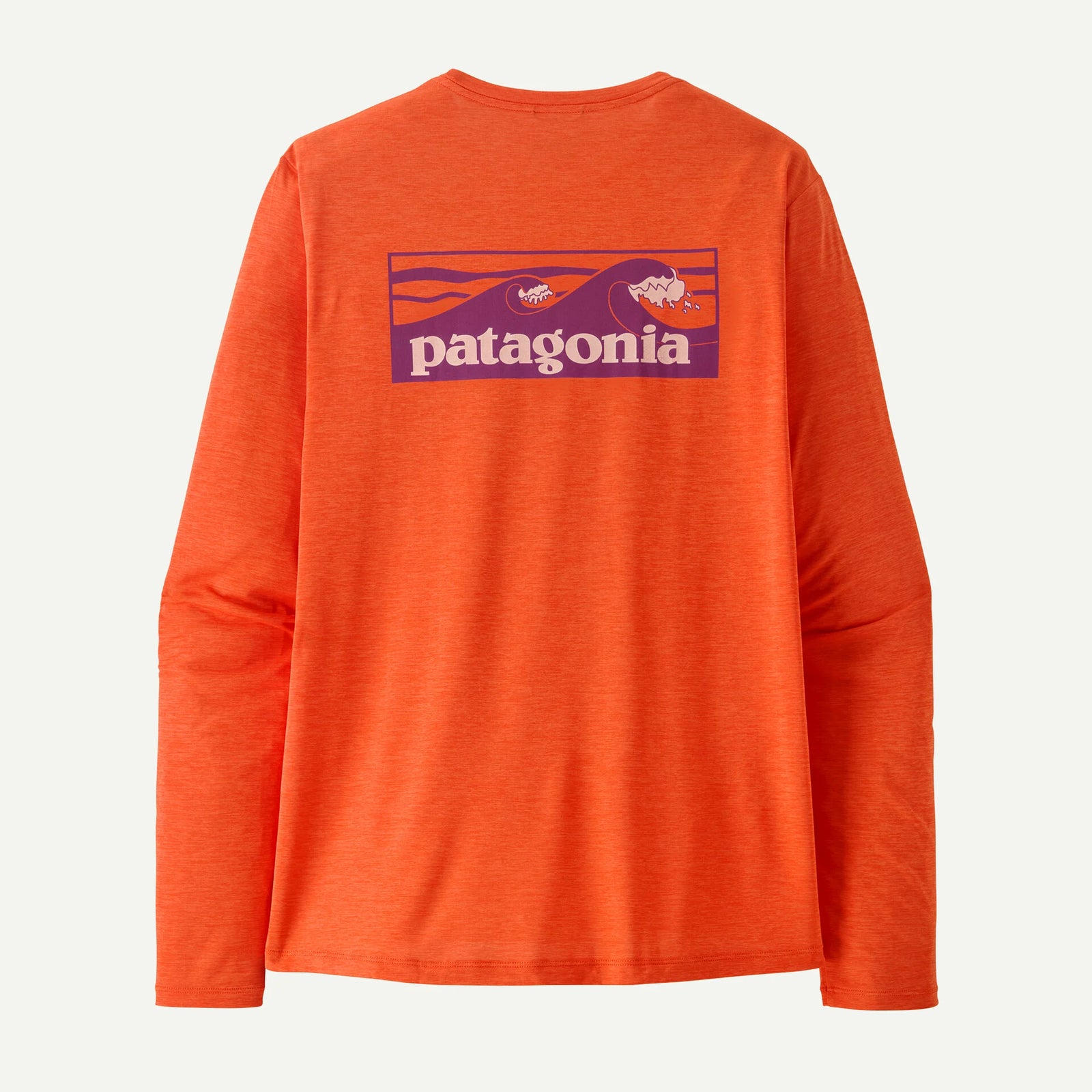 Patagonia M LS Cap Cool Boardshort Logo Tee ORANGE PEEL X-DYE