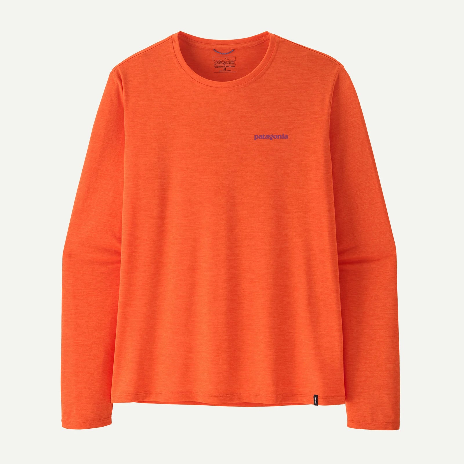 Patagonia M LS Cap Cool Boardshort Logo Tee ORANGE PEEL X-DYE