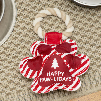 Pavilion Happy Pawlidays Canvas  Dog Toy