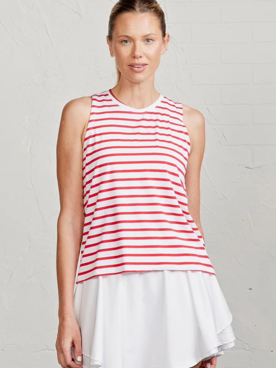 Tasc W All Day Tank WHITE/RACING RED