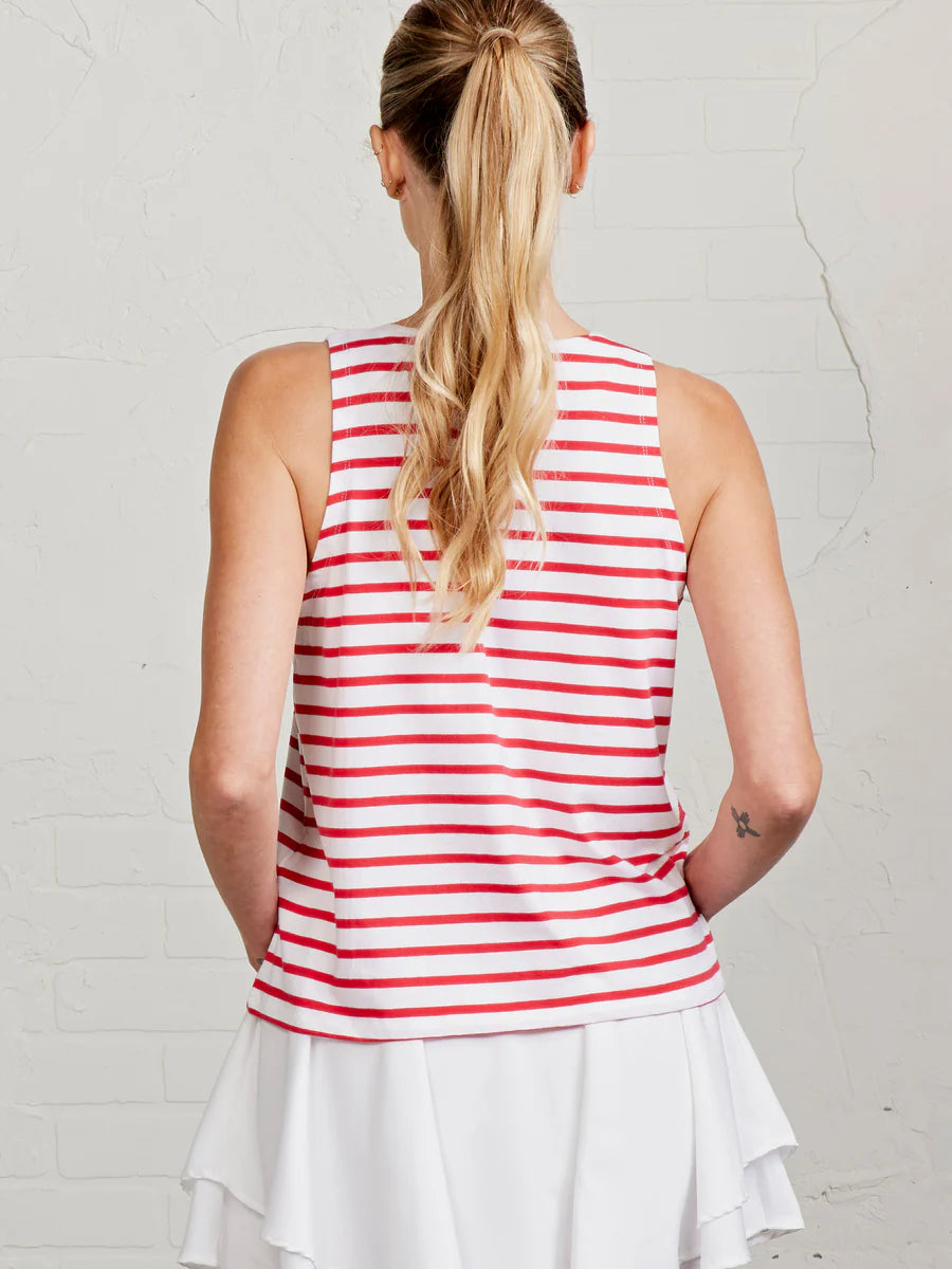 Tasc W All Day Tank WHITE/RACING RED