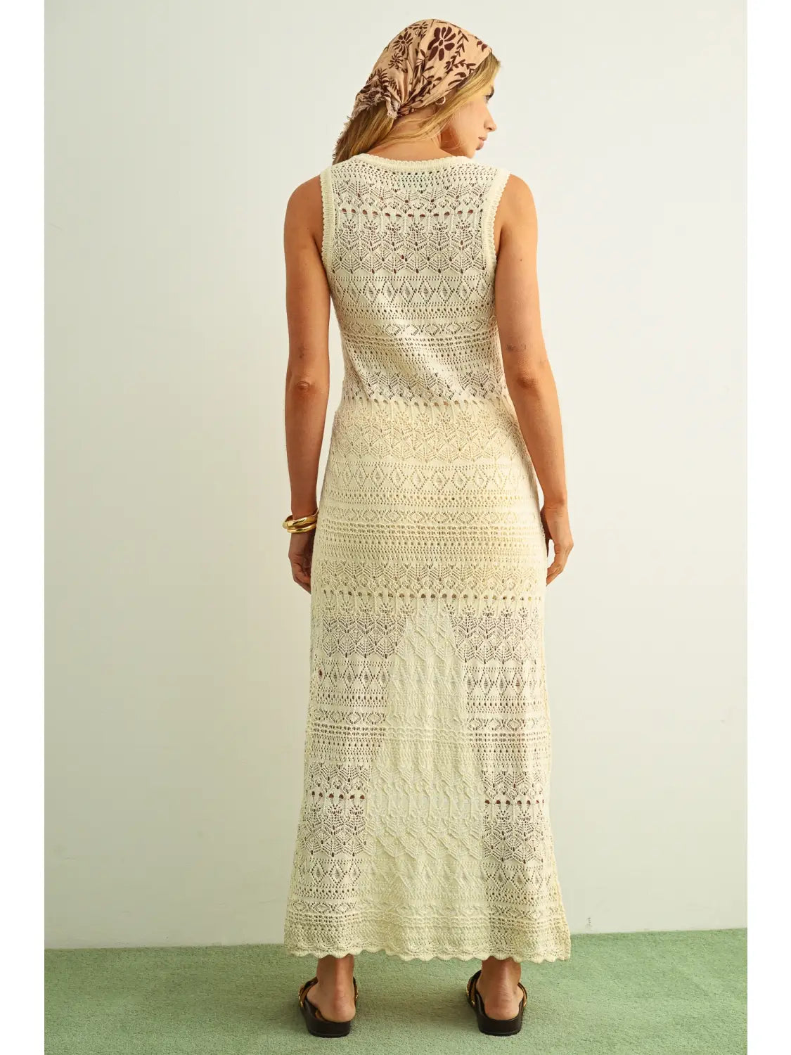 Miou Muse W Crochet Long Cardigan BEIGE