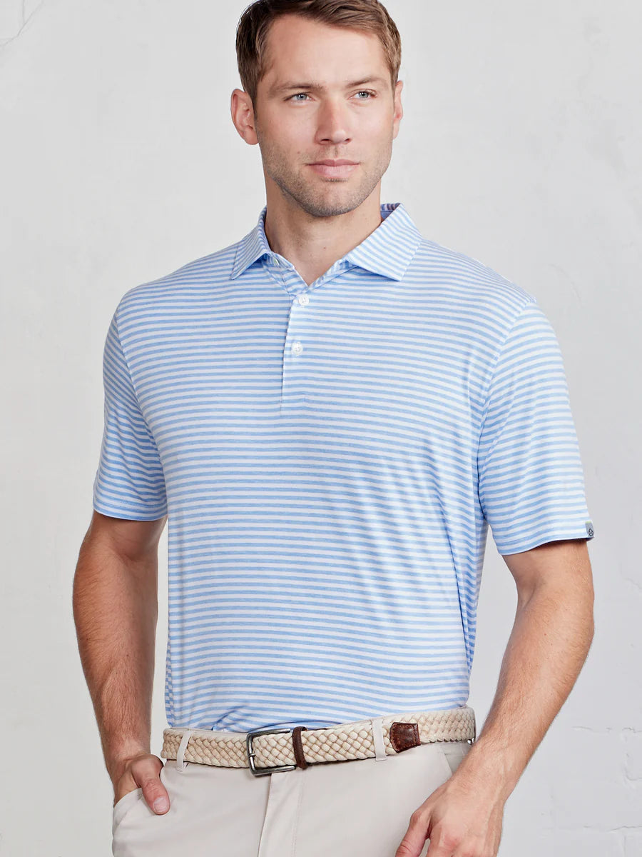 Tasc M Cloud Polo AIR STRIPE POLAR HEATHER WHITE