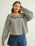 Miou Muse W LS Mini Gingham Ruffled Collar Blouse OLIVE