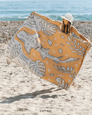 Sand Cloud Monstera Shark Beach Towel LG ORANGE