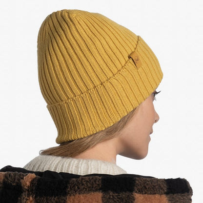 Buff Knitted Beanie Hat Norval HONEY
