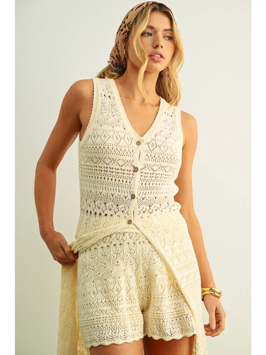 Miou Muse W Crochet Shorts BEIGE