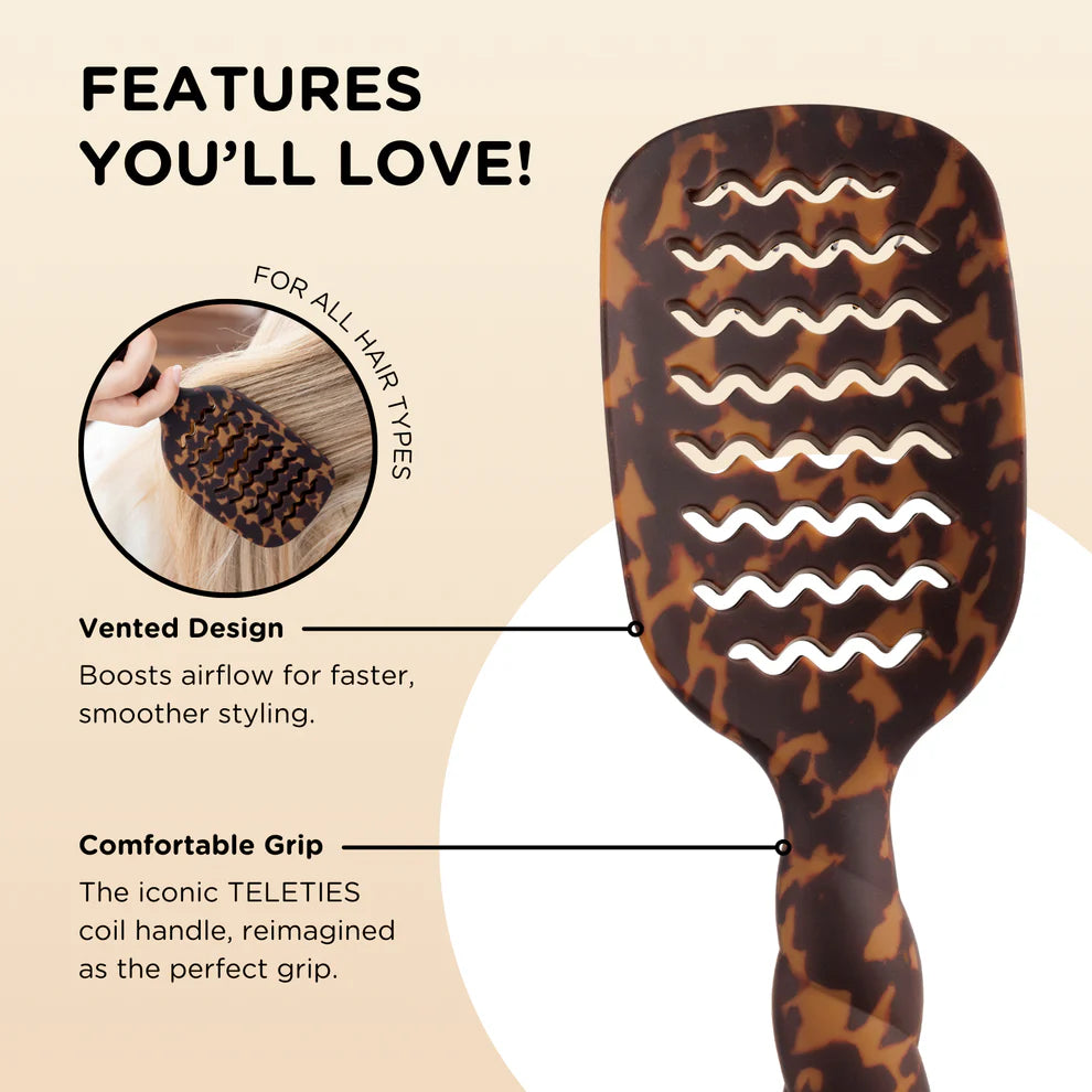 Teleties Vented Hair Brush All Hair Types - Full Size TORTOISE