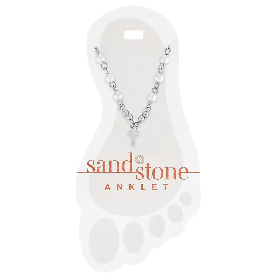Sand & Stone Anklet SILVER CROSS DANGLE