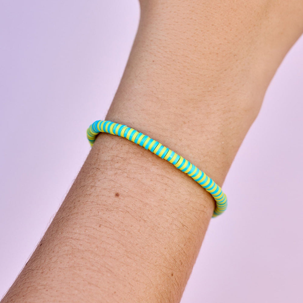 Pura Vida Vinyl Disc Stretch Bracelet SUNBLEACHED AQUA