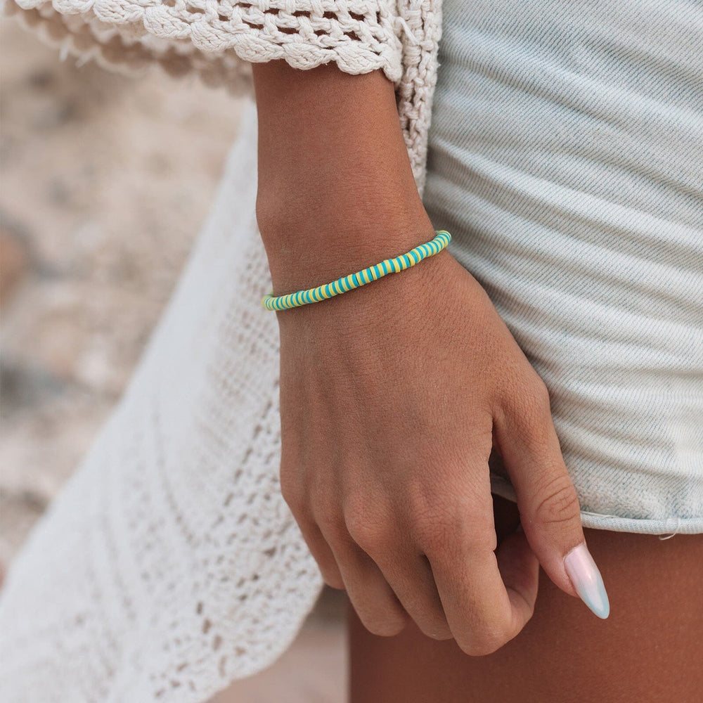 Pura Vida Vinyl Disc Stretch Bracelet SUNBLEACHED AQUA