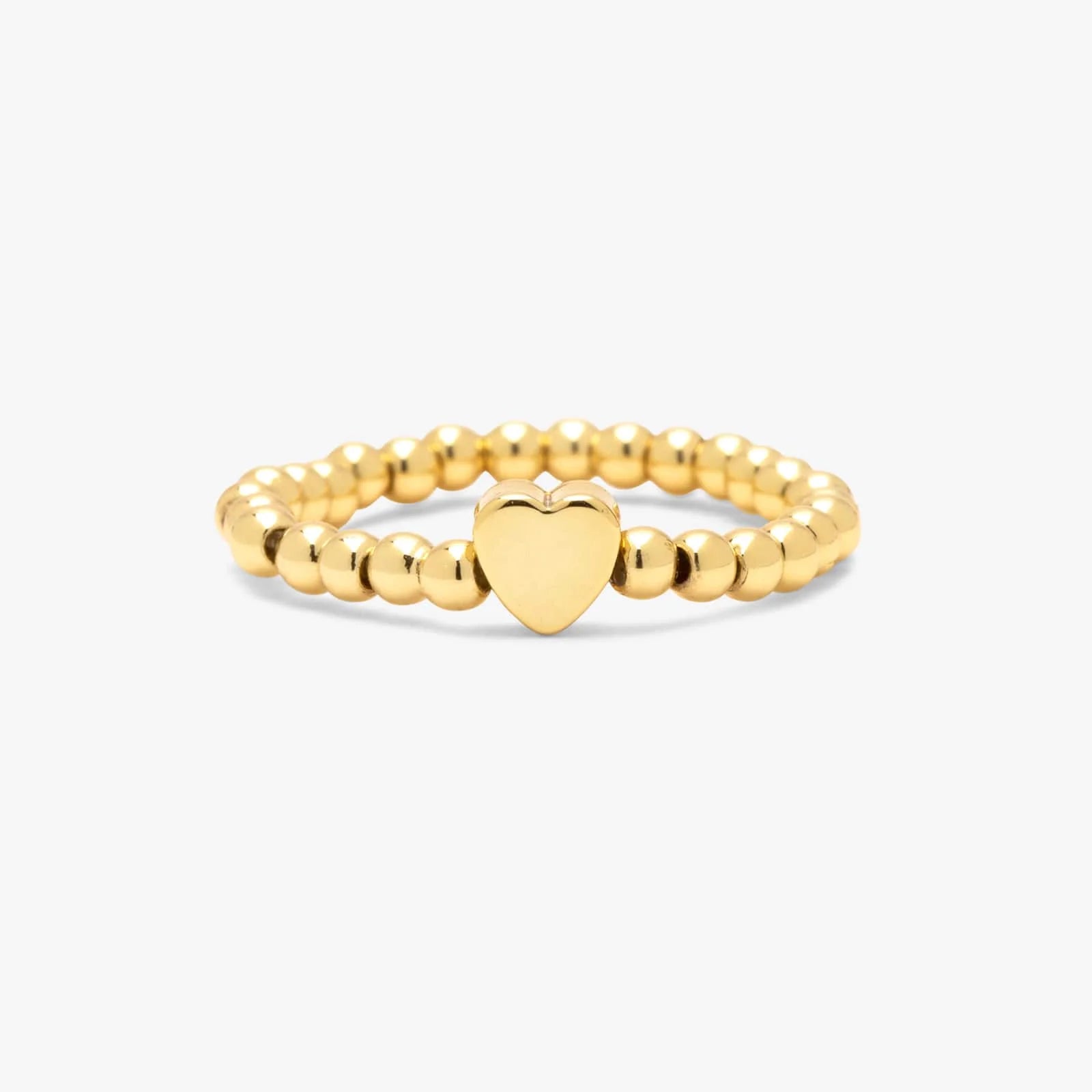 Pura Vida Heart Ball Bead Stretch Ring GOLD