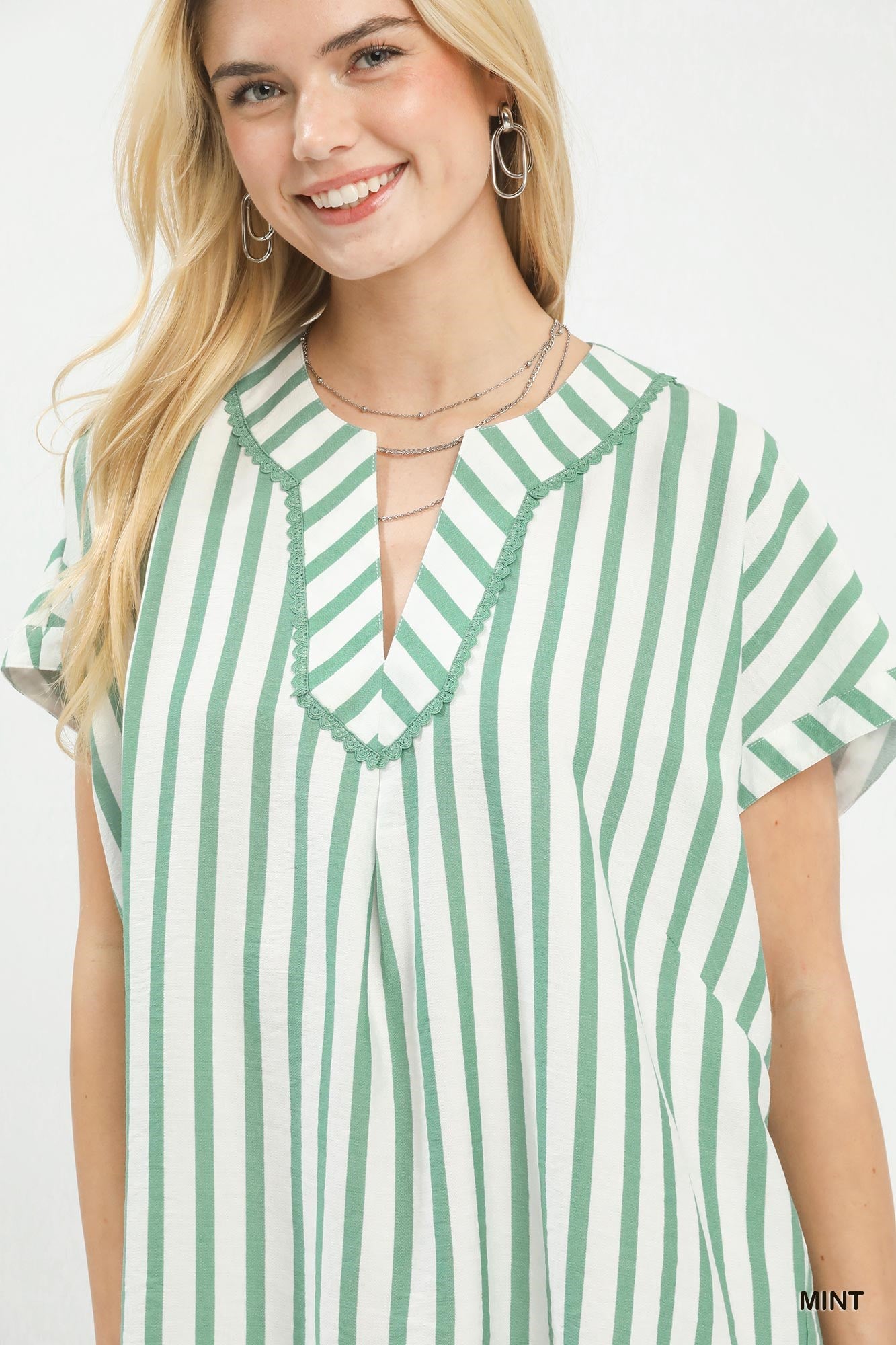 Umgee W Mixed Stripe Oversized Top MINT