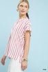 Umgee W Mixed Stripe Oversized Top PINK