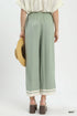 Umgee W Stripe Accent Linen Pant MINT
