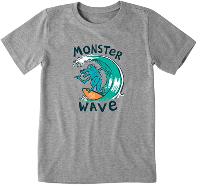 Life is Good Kids SS Crusher Kindness Monster Tee HEATHER GREY