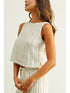 Miou Muse W Jacquard Linen Twist Back Top WHITE